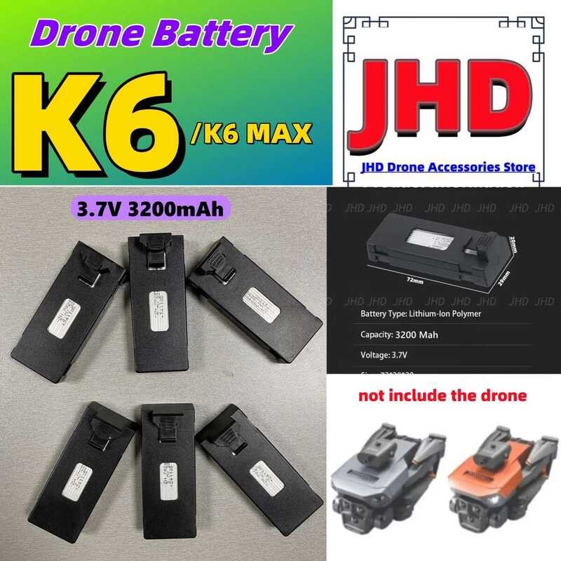 ❃ JHD 3.7V 3200Mah Lipo สํารอง K6max แบตเตอรี่สําหรับ K6 Max Mini Drone แบตเตอรี่ RC อะไหล่ ❃
