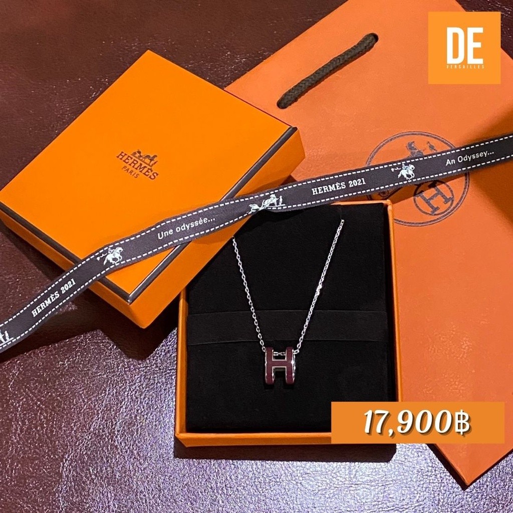 สร้อยคอ New Hermes PoP necklace  Chocolate PHW รอบวง 40 cm มาพร้อม กล่อง ริบบิ้น ถุงกระดาษ