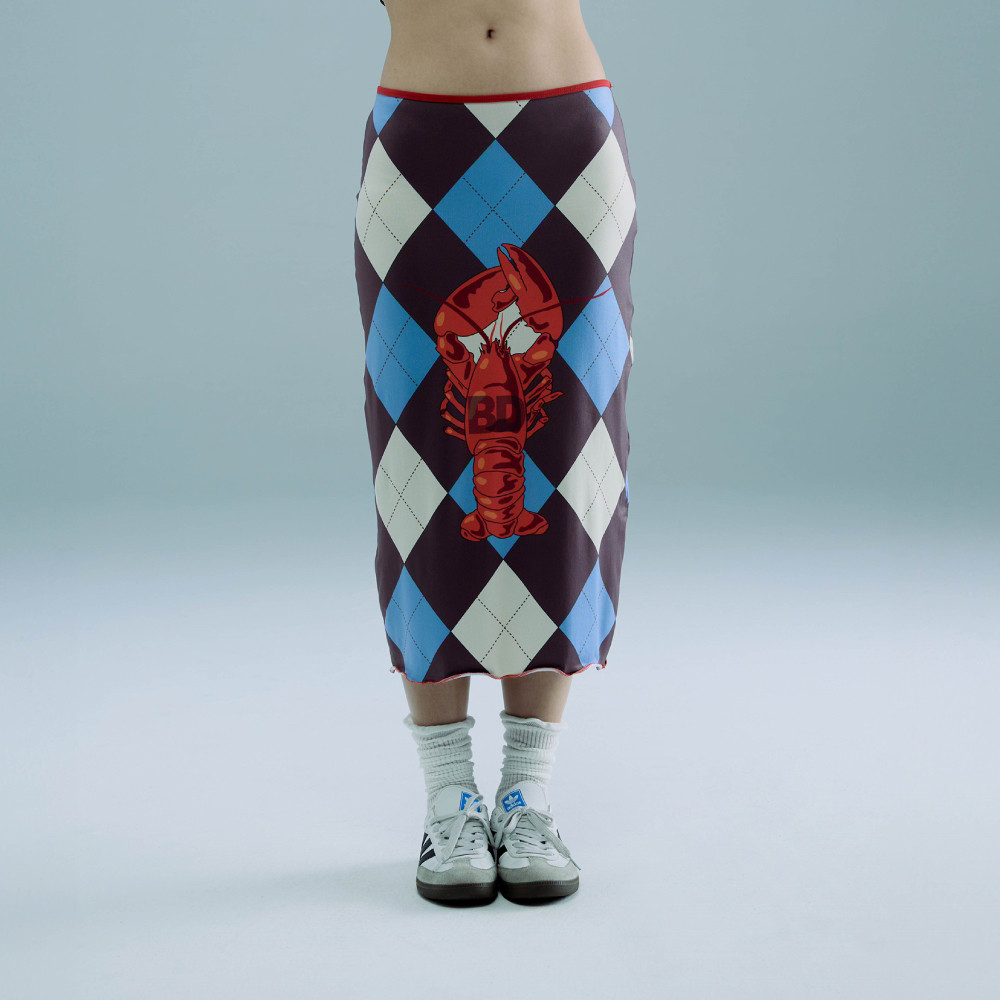 BLACKDOG BKK - RS2416 - Printed lobster skirt - กระโปรงผ้ายืดพิมพ์ลาย