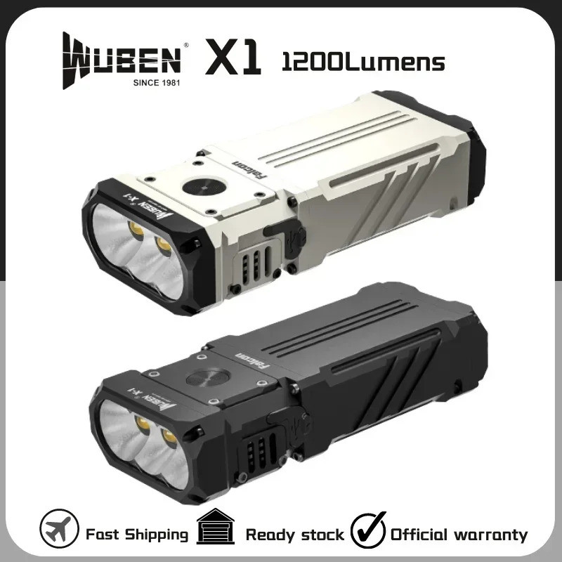 WUBEN X-1 ไฟฉายชาร์จได้ Type-C ส่องไกล 303 เมตร ความสว่าง 12000 ลูเมน มาพร้อมแบตเตอรี่ในตัว