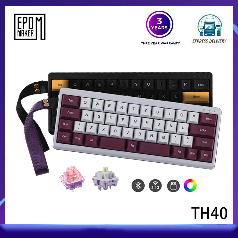 Epomaker TH40 Custom Mechanical keyboard 40% พร้อมปุ่มกดเดินทาง VIA ไร้สาย Bluetooth