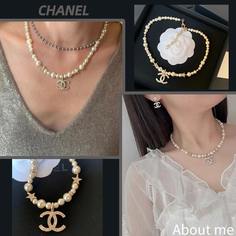 ชาแนล Chanel Double C Pearl Necklace