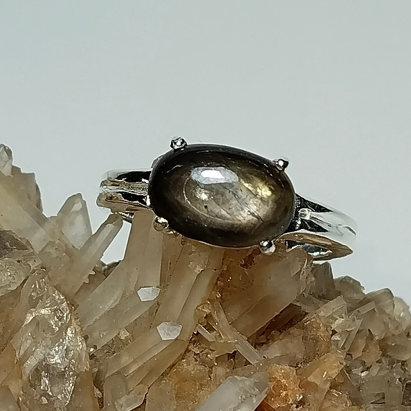 S53แหวนเงินแท้พลอยแบล็คสตาร์แท้พร้อมส่ง