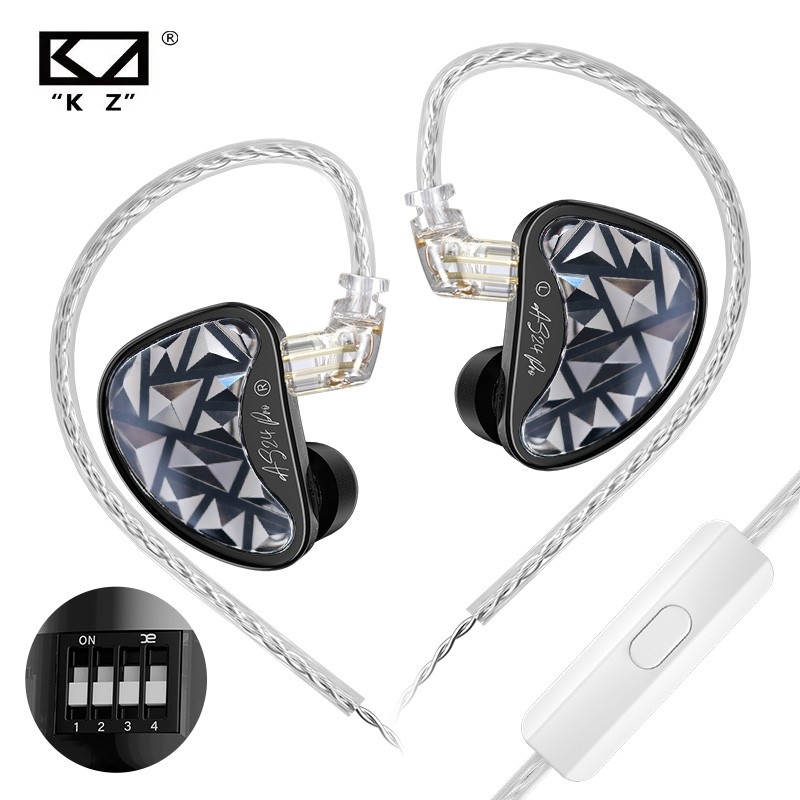 Kz AS24 PRO 24 Unit อัพเกรด Balanced Armature ไดรฟ์ปรับหูฟัง HIFI In Ear หูฟังสําหรับเล่นเกมแบบมีสา