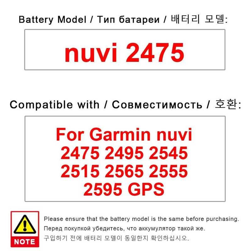 เปลี่ยนแบตเตอรี่ For Garmin nuvi 2475 2495 2545 2515 2565 2555 2595 GPS nuvi 2475 1450mAh