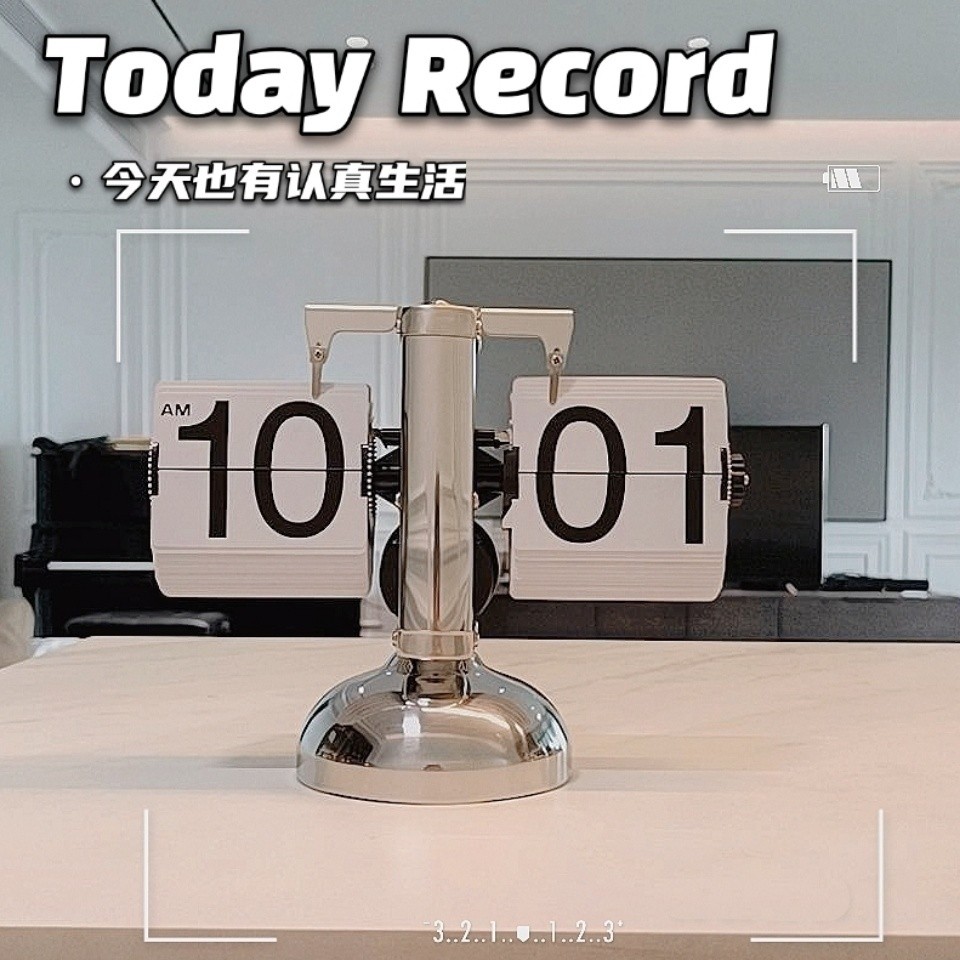 ♞,♘Miaoke flip CLOCK Automatic Retro Mechanical CLOCK Creative Decoration Desktop Desk CLOCK CLOCK