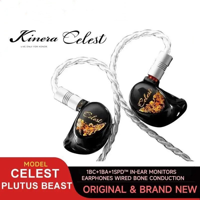 Kinera Celest Plutus Beast หูฟัง 1BC +1BA +1SPD จอภาพชนิดใส ่ ในหูแบบมีสาย Bone Conduction Hybrid I
