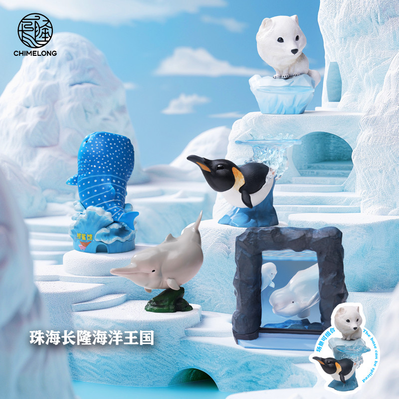 💕Hot Sale💕 Chimelong ของที่ระลึก Zhuhai Ocean Kingdom Penguin และ Dolphin กล่องตาบอดอินเทรนด์รูปเ