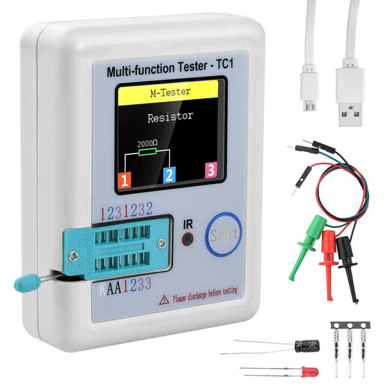 ▥ LCR Tc1 1.8" TFT LCD Display Multi-Meter Transistor Tester Diode Triode Capacitor Resistor Tes