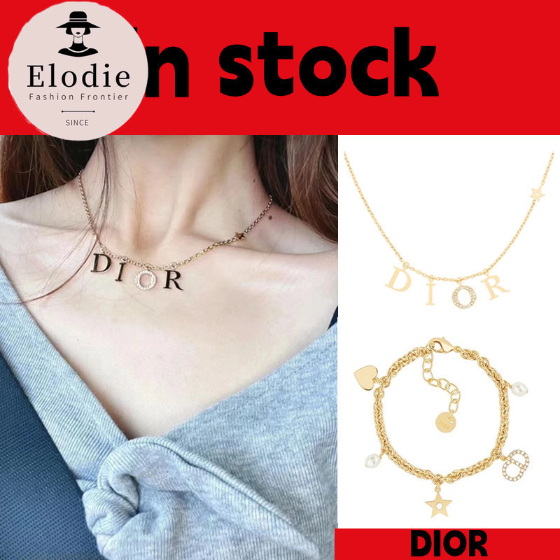 (In stock in Thailand) Dior Logo Necklace สร้อยข้อมือผู้หญิง เวลาจำกัด ข้อเสนอพิเศษ จำนวนจำกัด