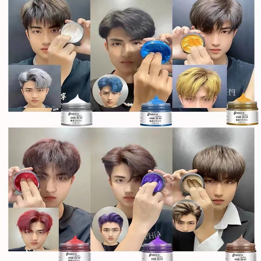 2024 ใหม่ Granny สีเทาทิ้งสีผม WAX Soft Mud Hair WAX Granny สีเทาสีฟ้า Cross-Border ภาษาอังกฤษบรรจุ
