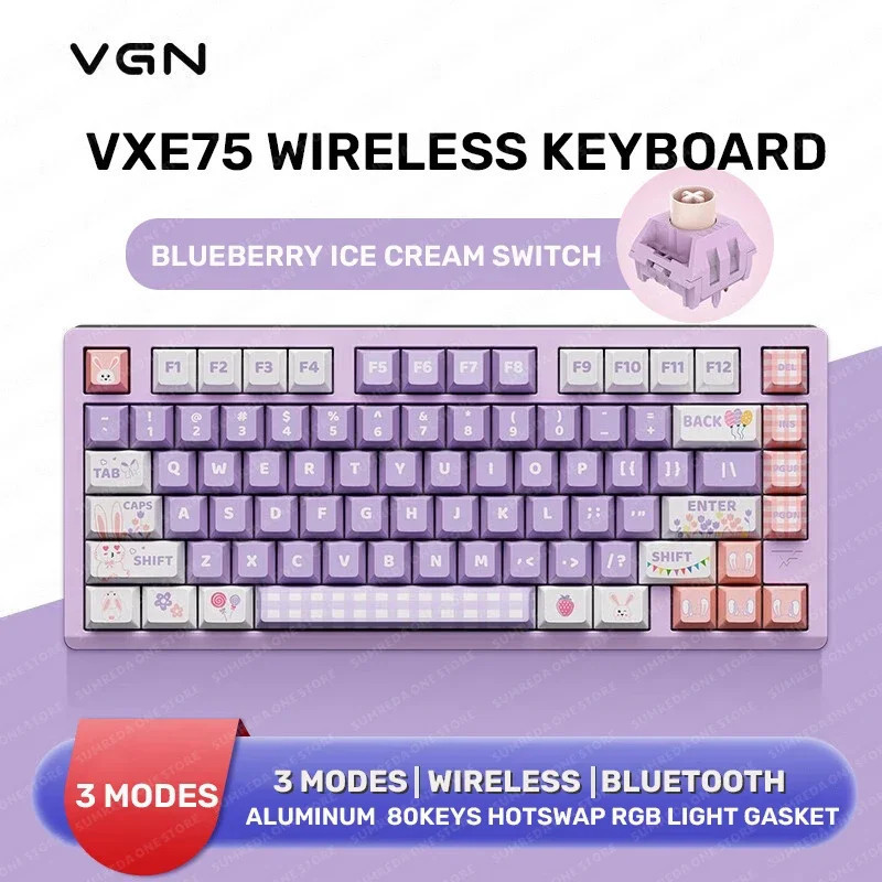 VGN VXE75 Aluminum Custom Mechanical Keyboard Kit Wireless Bluetooth 2.4G Gaming Wired keyboard Hot
