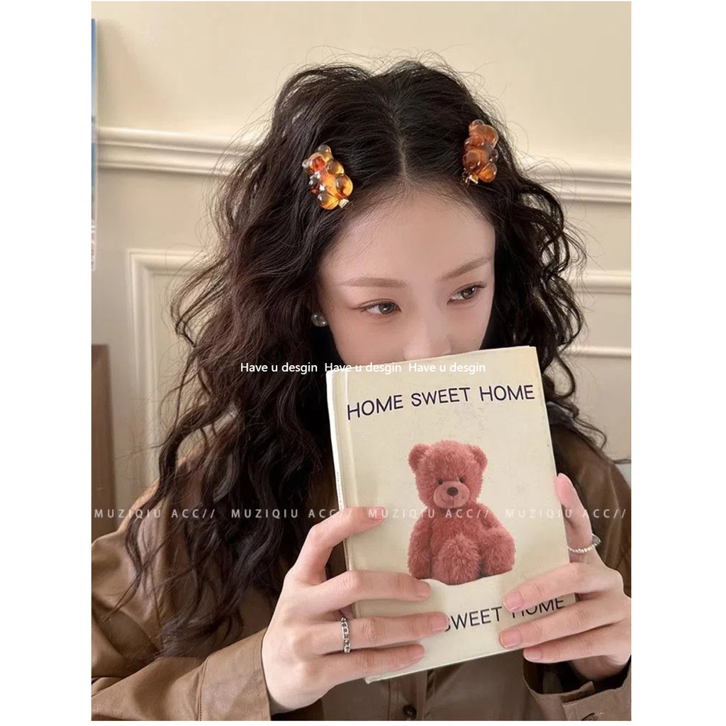 มี u desgin กิ๊บติดผมหมีน่ารักหญิง 2025 กิ๊บติดผมเกาหลีระดับไฮเอนด์สไตล์ใหม่ขายร้อน All-Match Duckbill คลิปเครื่องประดับผม