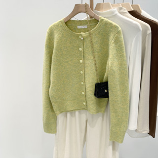 82091 เสื้อสเวตเตอร์ถักเสื้อกันหนาวถักกระดุมแถวเดียวแบบหลวม