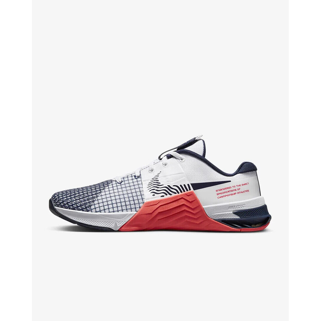 รองเท้าผ้าใบเทรนนิ่ง Nike Metcon 8 ใหม่ - สีขาว/ Bright Crimson (DO9328-101) 2024