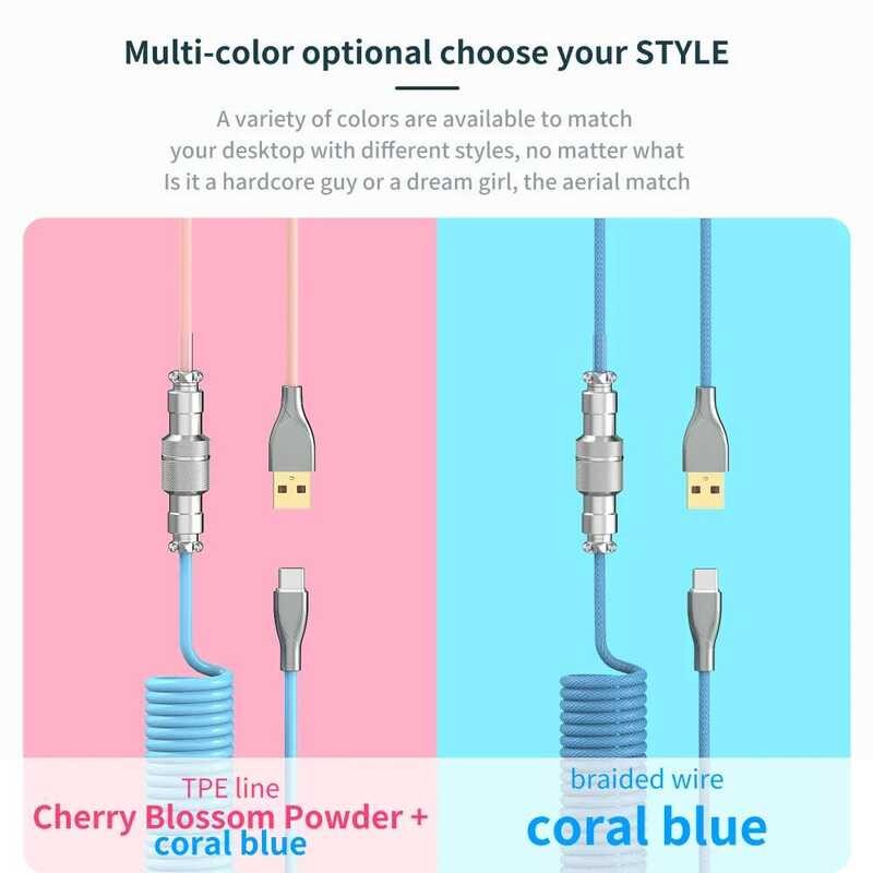 ▥ สายขดคีย์บอร์ดเครื่องกล Aviator CABLE Type-C ถึง USB Connector คีย์บอร์ดการบินสําหรับคีย์บอร์