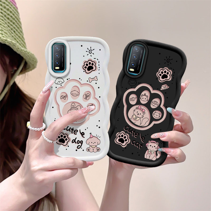 การ์ตูนน่ารักสุนัขแมว Claw เคสโทรศัพท์สําหรับ VIVO Y01 Y01A Y02A Y02T Y02S Y3S Y11 Y12S Y15S Y16 Y17S Y20 Y20i Y21S Y21A Y22S Y33S Y22T Soft Shell Y33S Y22T Soft Edge