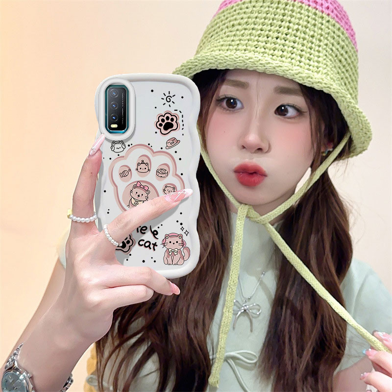 การ์ตูนน่ารักสุนัขแมว Claw เคสโทรศัพท์สําหรับ VIVO Y01 Y01A Y02A Y02T Y02S Y3S Y11 Y12S Y15S Y16 Y17S Y20 Y20i Y21S Y21A Y22S Y33S Y22T Soft Shell Y33S Y22T Soft Edge