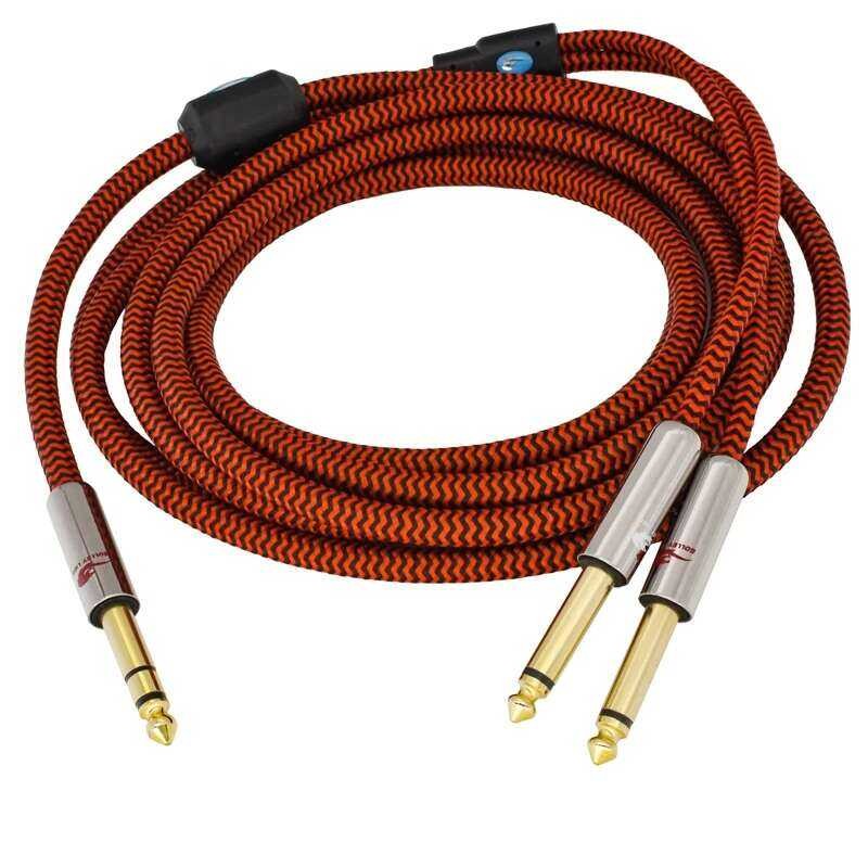 ▥ Hifi Audio Cable TRS แจ็ค Dual 6.35 TS แจ็คสําหรับเครื่องขยายเสียงเสียงกล่องคอนโซลผสม 1/4 นิ้