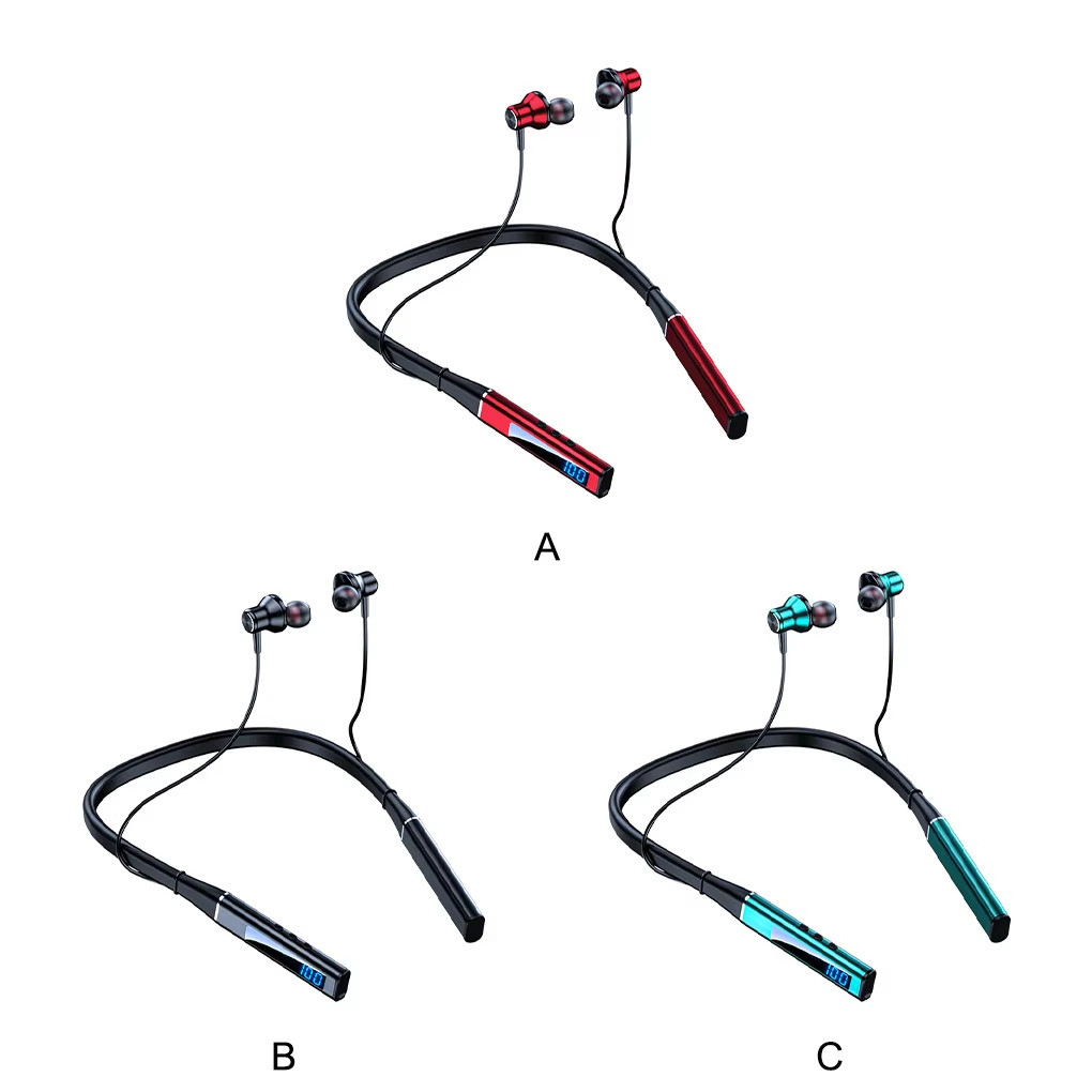 หูฟังไร้สายบลูทูธแม่เหล็กหูฟังแบบคล้องคอ IPX5 ชุดหูฟังกีฬากันน้ําตัดเสียงรบกวนด้วย Micophone