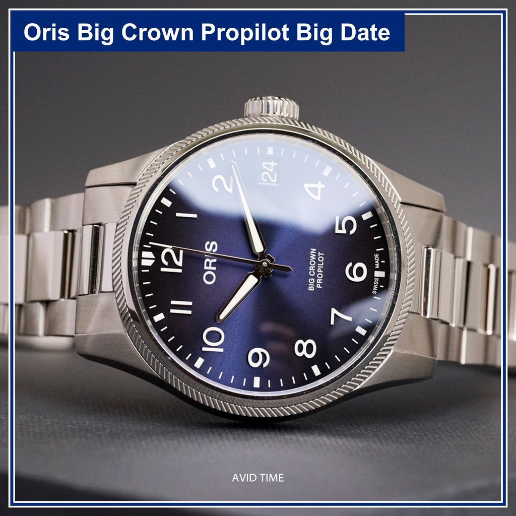 Oris Big Crown Propilot Big Date น้ำเงิน 41mm สายเหล็ก (01 751 7761 4065-07 8 20 08P) Avid Time แท้