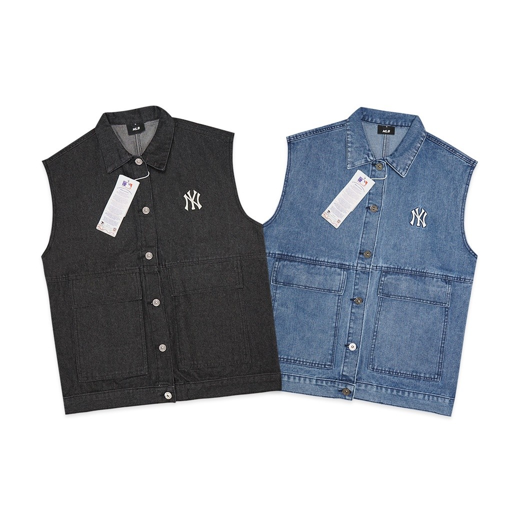 ♞Mlb Logo Denim Vest Jacket vgh