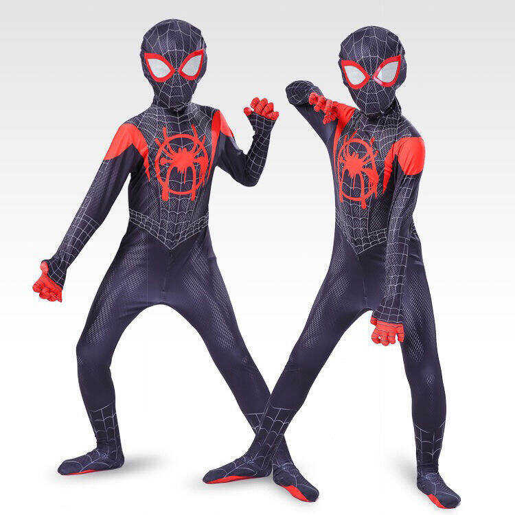 LY Liveme Spider-Verse Miles Morales Spiderman Cosplay Costume Zentai Jumpsuit For Kids/  3D St