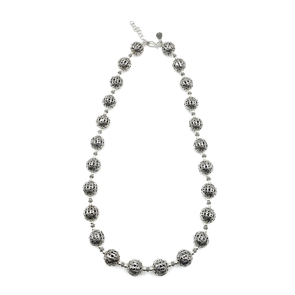 กรุณาสอบถามสต๊อคก่อนสั่งซื้อสร้อยคอลูกประคำเงินตอกฉลุลายไทย รูปหัวใจ เงินแท้ 925 [NFS0001]