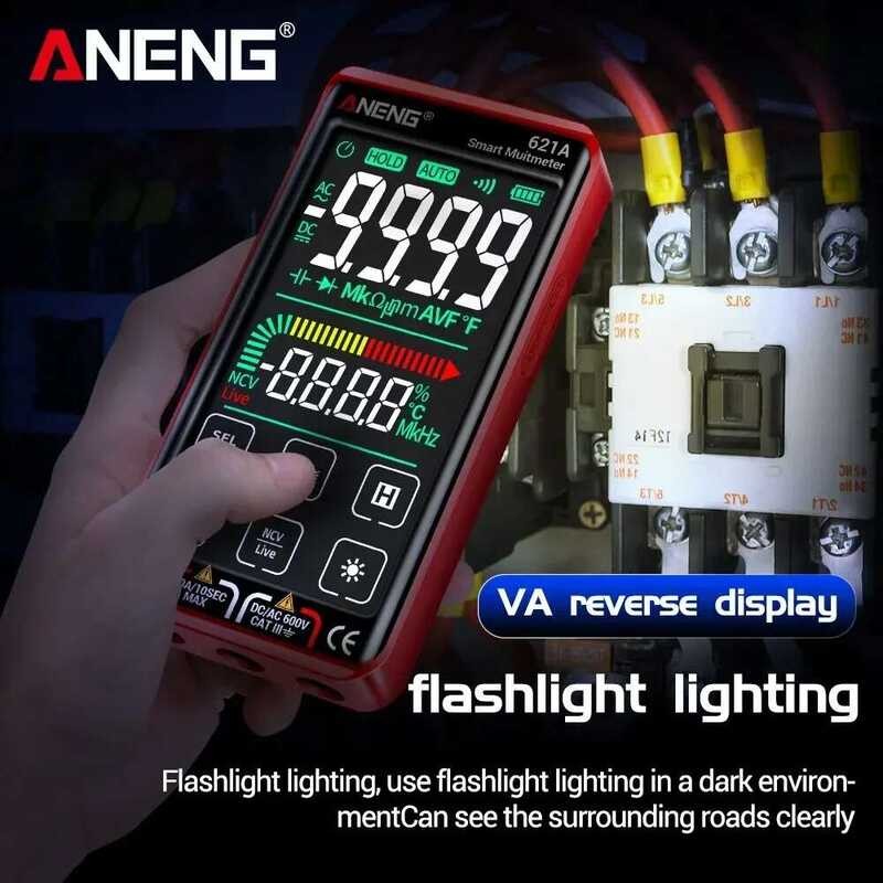 ▥ ANENG 621Aสมาร์ทมัลติมิเตอร์แบบดิจิตอลหน้าจอสัมผัสเครื่องทดสอบmultimetroทรานซิสเตอร์ 9999 นับ