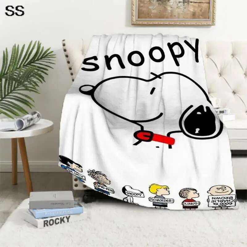 ผ้าห่มหนาสําหรับฤดูหนาวถั่วลิสงS-Snoopyโยนผ้าห่มPleadฝาครอบลายสก๊อตนุ่มพิมพ์Luxury Designerผ้าปูที่นอนCatnap Downy