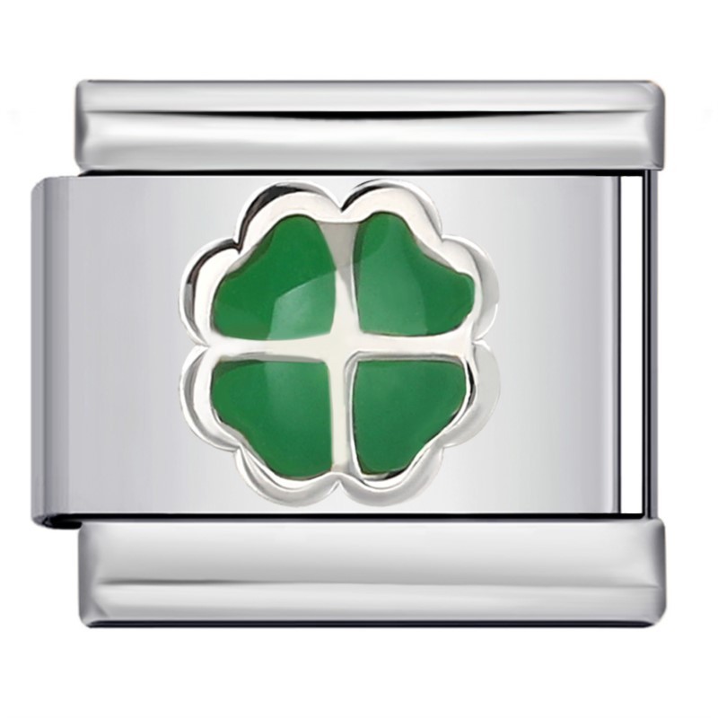 สีสันสีชมพูสีฟ้าสีเขียวสีแดง Clover Italian Charm Link Fit 9 มม.สร้อยข้อมือสแตนเลสทํา DIY ลูกปัดแฟชั่นเครื่องประดับ - รูปที่ 2