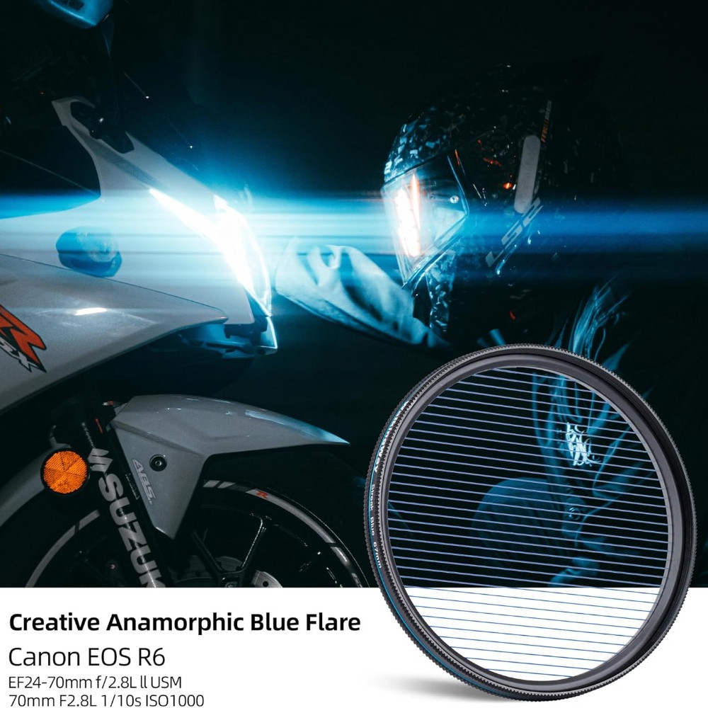 Walking Way Variable Blue Streak Filter หมุน Anamorphic-Style Streak Effect เลนส์กรองสําหรับถ่ายภาพและการถ่ายภาพ