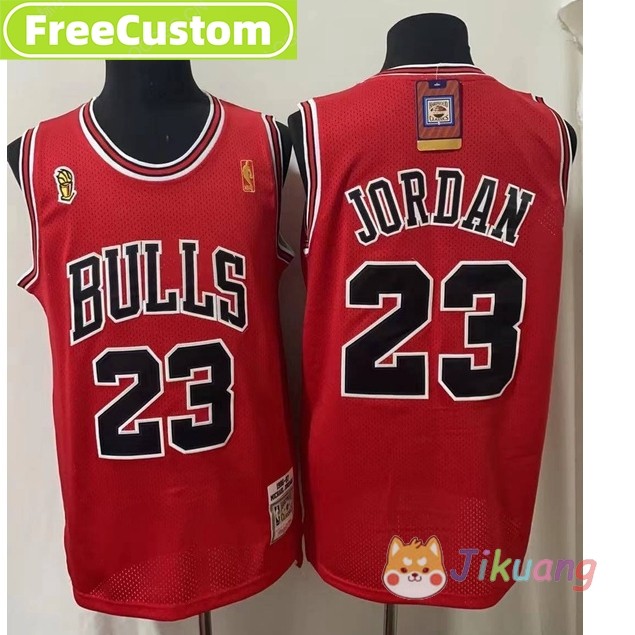 ผู้ชายสบายๆกีฬาบาสเกตบอล Bulls JORDANS Jersey Free Custom Name & Number