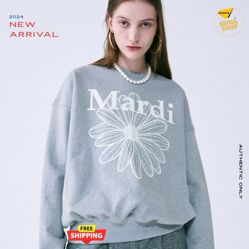 ♞,♘,♙พร้อมส่ง Mardiของแท้ Sweater Flower Grey ivory XXG