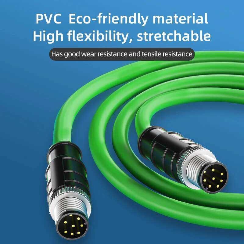 ▥ รหัสสายเชื่อมต่อ,4/8-Pin A/D/X ประเภทปลั๊ก,M12 To M12 Poe อุตสาหกรรมสาย Ethernet, ยืดหยุ่นสูง
