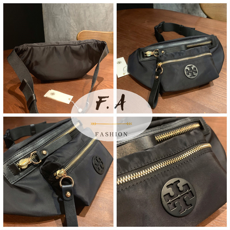 F.A ว่าแท้100% Tory Burch แท้ Unisex กระเป๋าคาดหน้าอกไนลอนกันน้ำกระเป๋ากีฬาสันทนาการน้ำหนักเบาหลายช