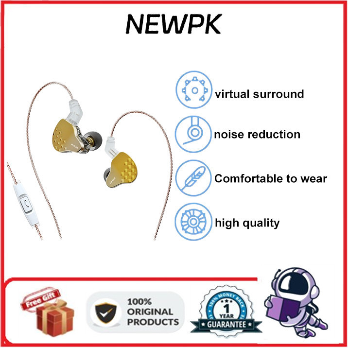 Kbear qinque หูฟังแบบมีสายพร้อมไมโครโฟนแบบถอดเปลี่ยนได้หนึ่งห่วงสี่เหล็กคุณภาพเสียงไฮไฟ