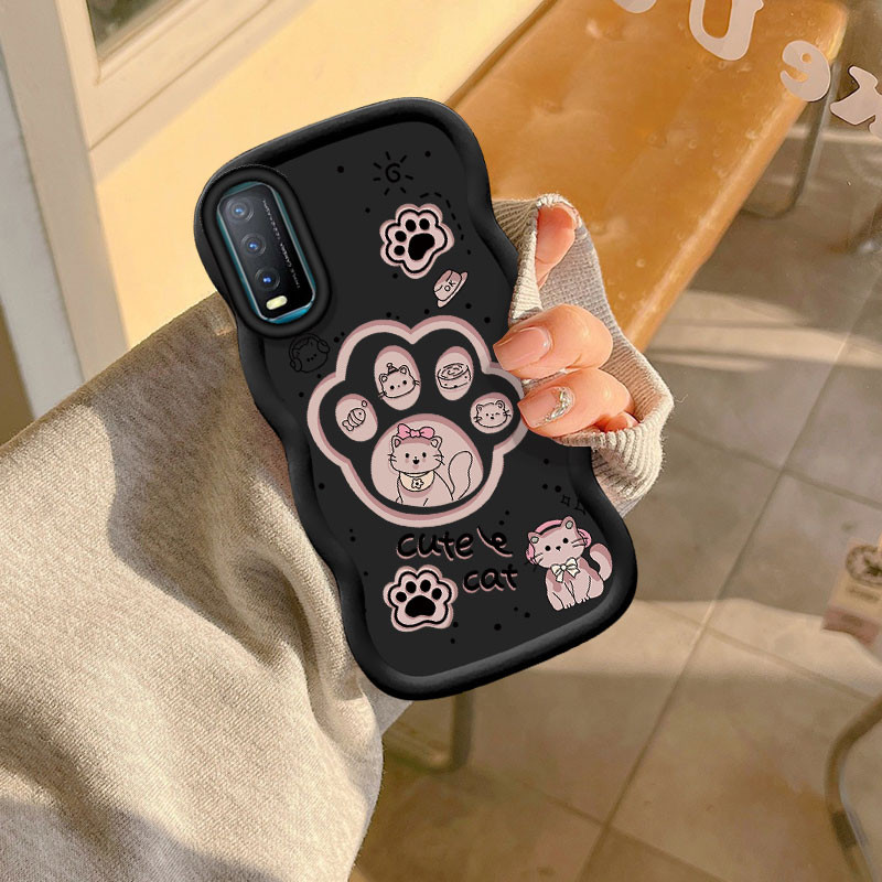 การ์ตูนน่ารักสุนัขแมว Claw เคสโทรศัพท์สําหรับ VIVO Y01 Y01A Y02A Y02T Y02S Y3S Y11 Y12S Y15S Y16 Y17S Y20 Y20i Y21S Y21A Y22S Y33S Y22T Soft Shell Y33S Y22T Soft Edge