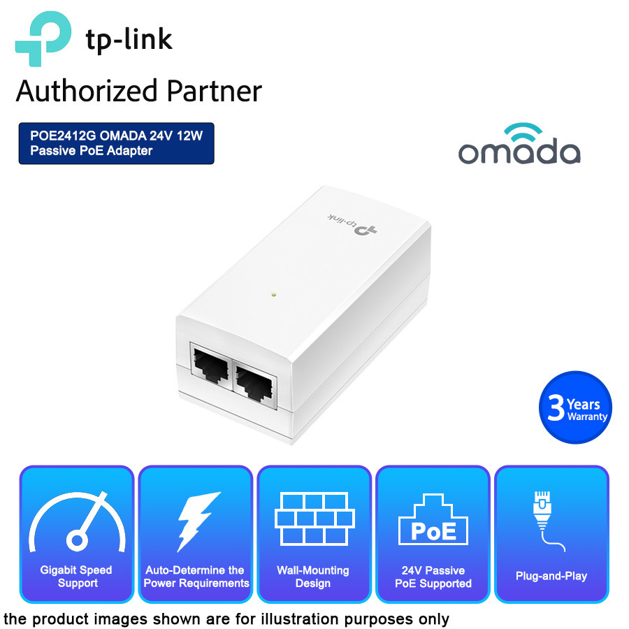 TP-LINK POE2412G OMADA 24V 12W Passive PoE Adapter