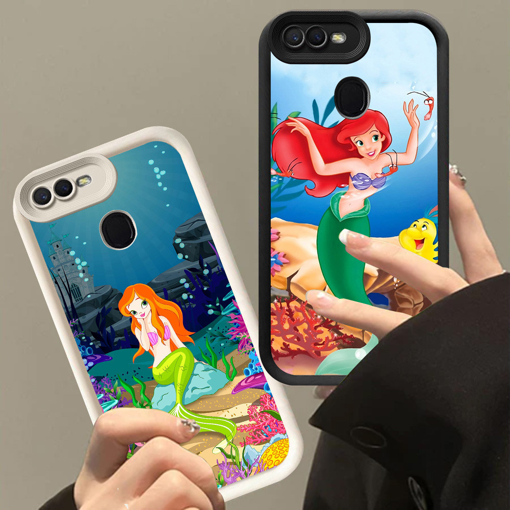 XI90 Ariel Little Mermaid Casing สําหรับ OPPO A12s A3S A12 A11K F9 F7 A12E A5S A1K A5 A7 Pro สีดําสี