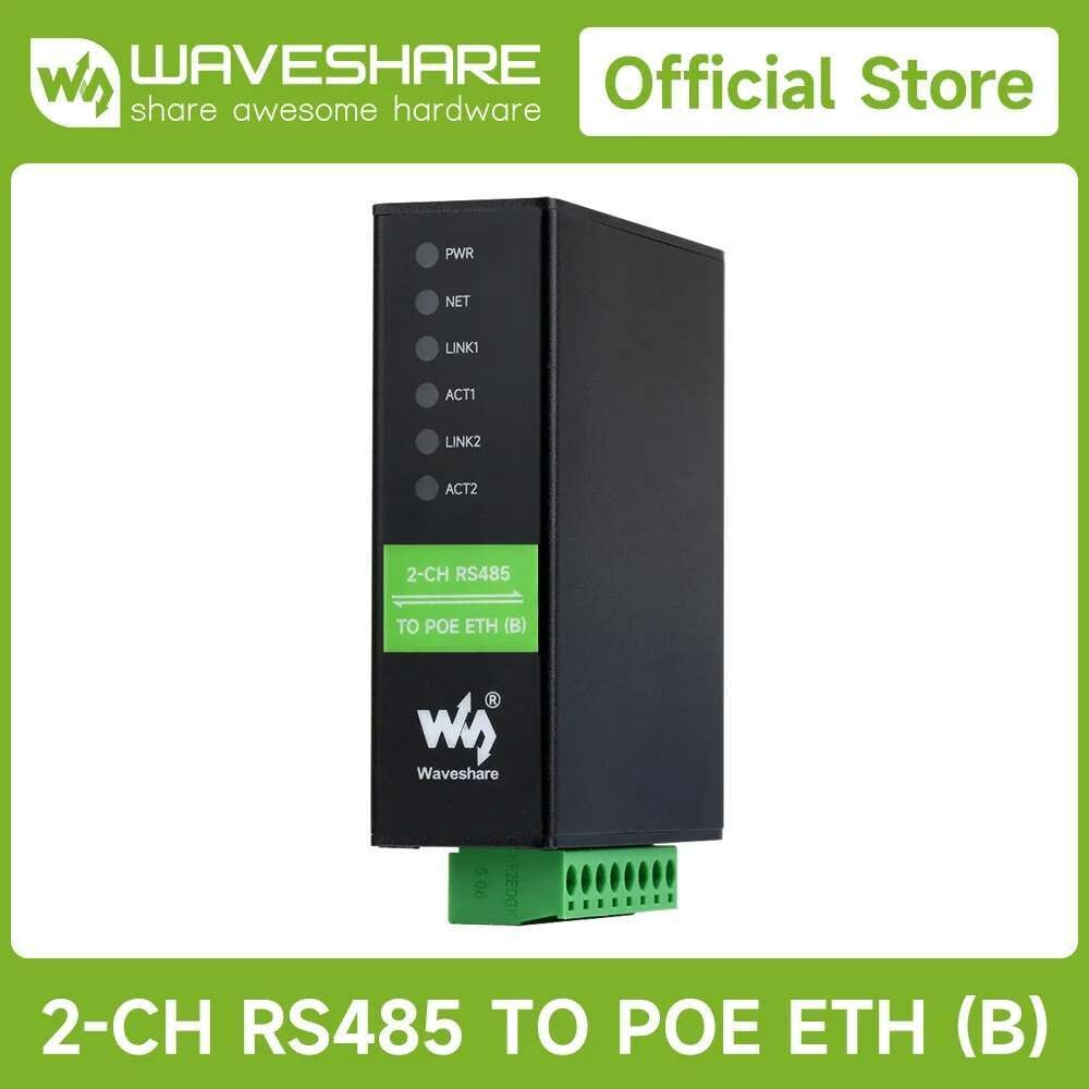 Waveshare 2-Ch RS485 To RJ45 Ethernet Serial Server, Dual Channels RS485 การทํางานอิสระ, เกตเวย์ Modbus, เกตเวย์ MQTT