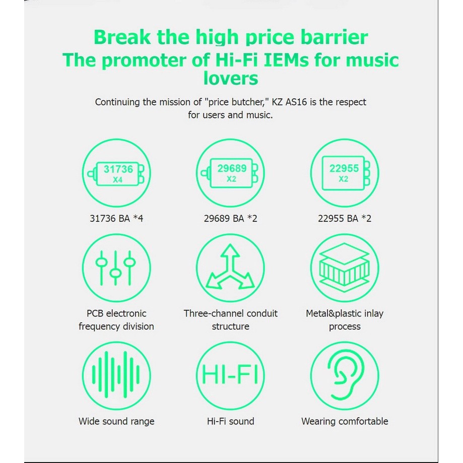 KZ AS16 PRO หูฟัง 8 ไดร์เวอร์ Balanced ประกันศูนย์ไทย