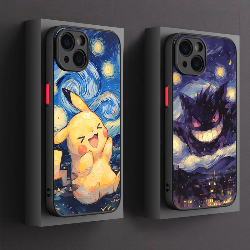 Pokemon Pikachu Gengar Umbreon Starry Skyเคสโทรศัพท์สําหรับIphone 16 Pro 15 11 14 Plus Max 12 13 Mini XS 7 8 SE2020 ซิลิโคนใสFrostedกันกระแทกเกราะฝาครอบ