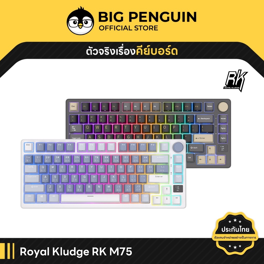 [โค้ดคุ้มลด 20%] RK M75 Gasket  Mechanical Keyboard Wireless RGB Hotswap Gasket คีย์บอร์ดไร้สาย Roy