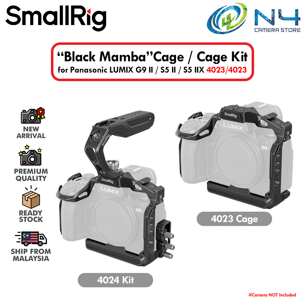SmallRig BLACK MAMBA Cage for PANASONIC LUMIX G9 II / S5 II / S5 IIX Cage Kit [4024] / Cage [4023]