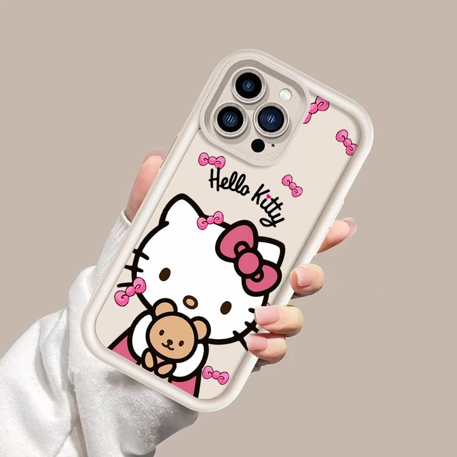 Sanrio H-Hello Kitty สําหรับ iPhone 16 Pro 13 15 14 Plus 12 13 Mini 11 Pro Max XR XS เคสโทรศัพท์