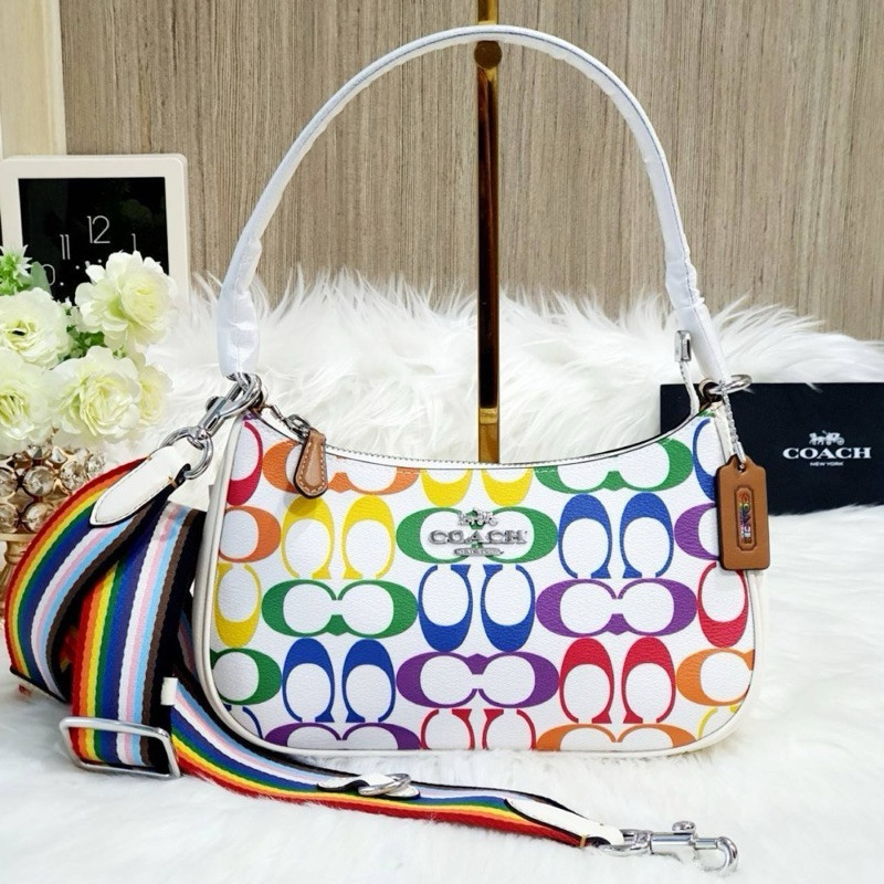 2024 COACH CA176 Teri Shoulder Bag In Rainbow Signature มี 2สาย