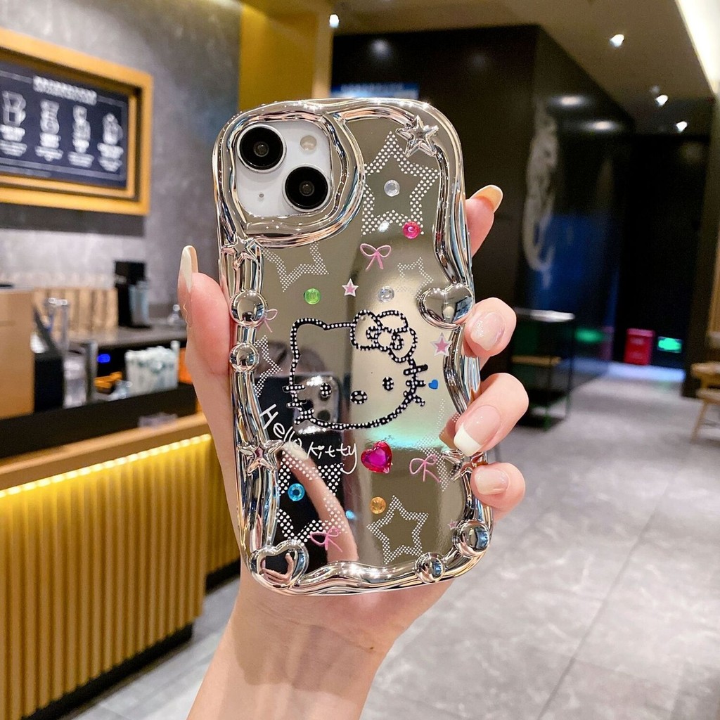 สามมิติ Wave iPhOne 1 4/5 RO Electroplating กระพริบเพชร Star KT Cat Soft Shell Apple X 3 โทรศัพท์มือ