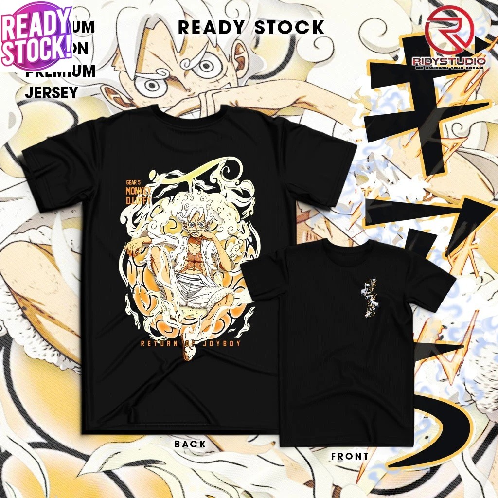 Baju luffy gear 5 พร้อมผลไม้ปีศาจ one piece อะนิเมะเสื้อยืด Unisex Tee