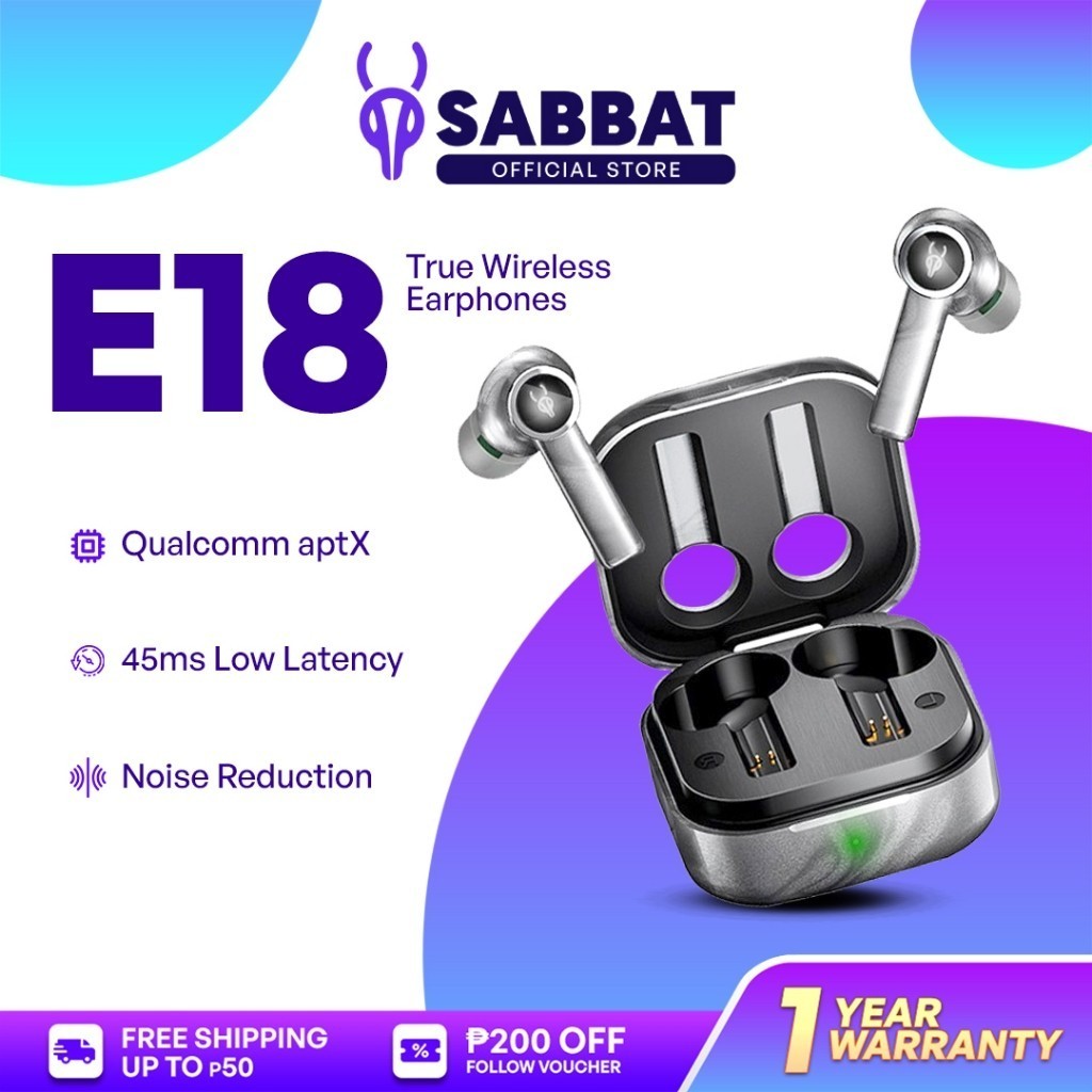 ในสต็อก Sabbat E18 TWS หูฟังบลูทูธเพลงและสําหรับเล่นเกม 40ms Latency Dual-Mode ไร้สาย BT 5.2